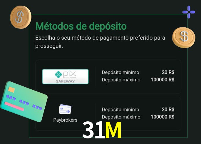 O cassino 31M oferece uma grande variedade de métodos de pagamento